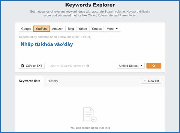 Tìm chủ đề cho video Youtube bằng Keywords Explorer của Ahrefs | Ychoc.com
