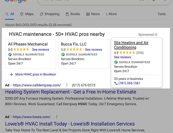 Quảng cáo Local Service Ads dạng Google Guaranteed cho dịch vụ HVAC