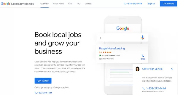 Website của dịch vụ Google Local Service Ads