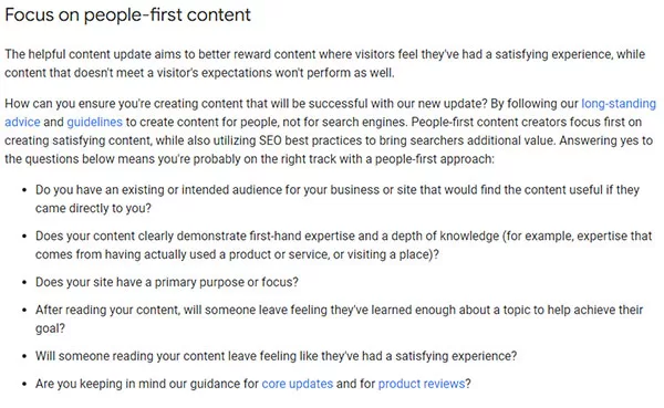 Hướng dẫn của Google về việc tạo nội dung ưu tiên người dùng