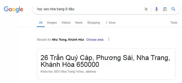 Y Chóc được Google đề xuất khi tìm kiếm với từ khóa "Học SEO Nha Trang ở đâu"