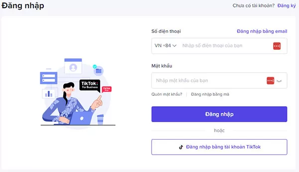 Đăng nhập Tiktok Seller Center