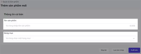 Điền tên sản phẩm và chọn chuyên mục cho sản phẩm trên Tiktok Shop