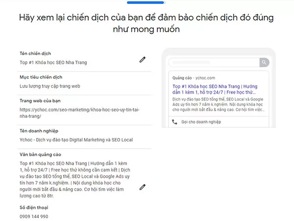 Kiểm tra lại tất cả thông tin trước khi tiến hành nạp tiền vào tài khoản QC Google Ads