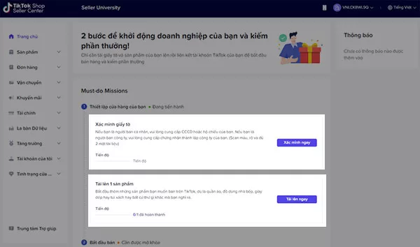 Tải hồ sơ cần thiết và đăng sản phẩm đầu tiên lên Tiktok Shop