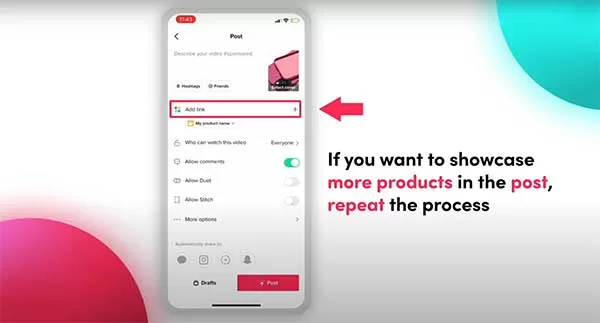 Thêm nhiều sản phẩm vào video Tiktok