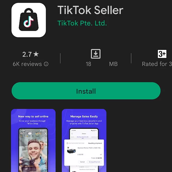 Đánh giá Tiktok Seller trên Google Play (8/2022)