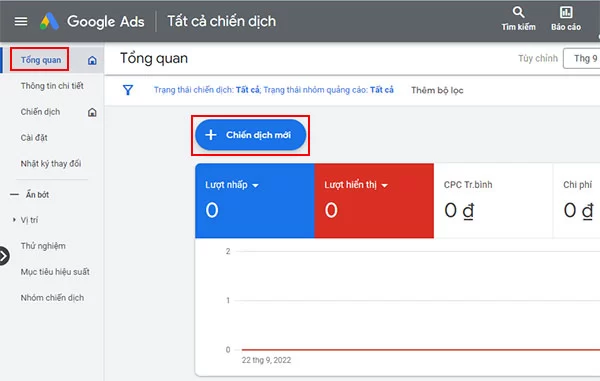 Bắt đầu tạo chiến dịch Google Ads mới