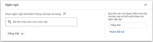 Chọn ngôn ngữ quảng cáo