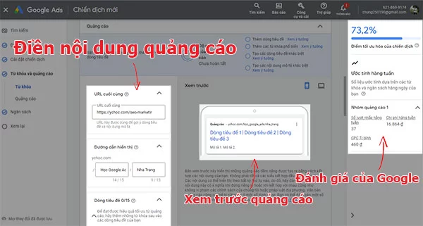 Viết mẫu quảng cáo động và xem đánh giá của Google về chất lượng của mẫu quảng cáo đó