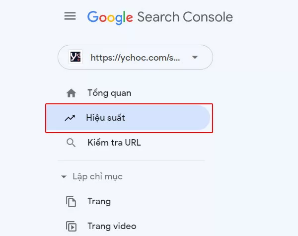 Nhấp vào nút Hiệu suất