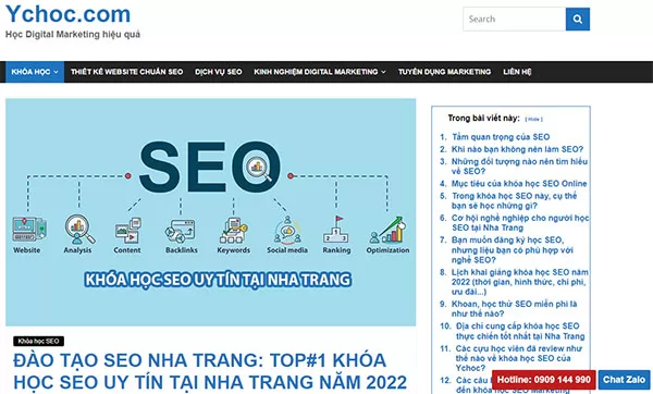 Bài viết về đào tạo SEO Nha Trang trên Ychoc.com còn nhiều lỗ hổng về mặt nội dung nên bị thua kém thứ hạng so với đối thủ