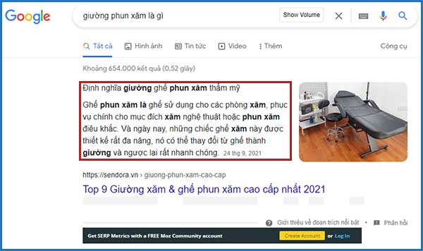 Ví dụ đoạn trích nổi bật (feature snippets) | Ychoc.com