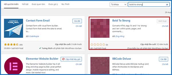 Plugin WordPress miễn phí Bold to Strong | Ychoc.com