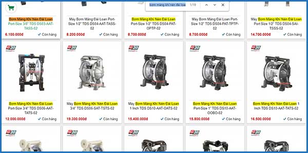 Nhồi nhét từ khóa "bơm màng khí nén Đài Loan" 19 lần