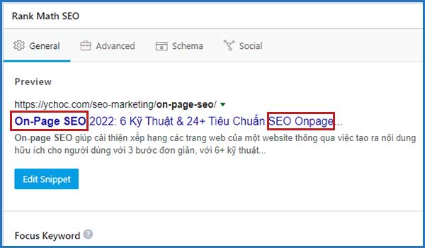 Từ khóa chính và từ khóa liên quan nằm ở phần đầu thẻ tiêu đề | Ychoc.com