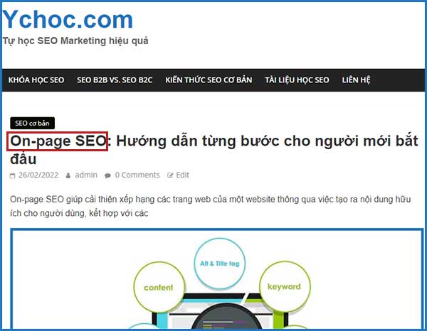 Từ khóa chính thường nằm ở đầu tiêu đề bài viết chuẩn SEO | Ychoc.com