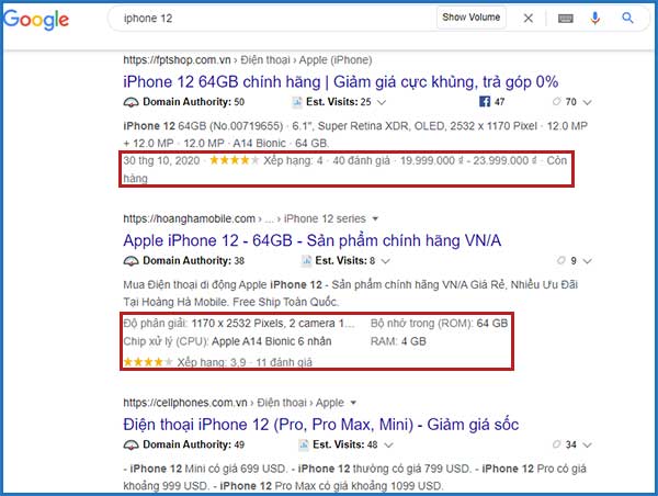 Ví dụ về Schema Markup | Ychoc.com