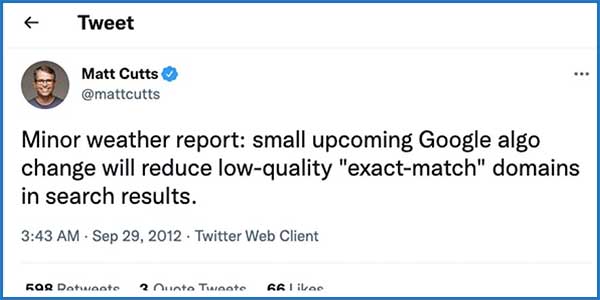 Matt Cutts nói về EMD | Ychoc.com