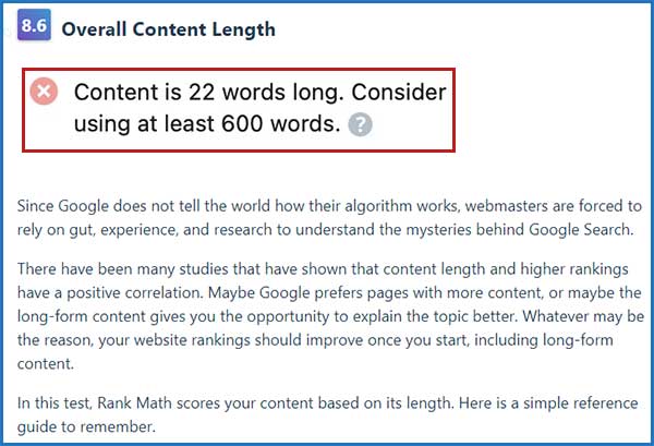 Word count trong Rank Math SEO | Ychoc.com
