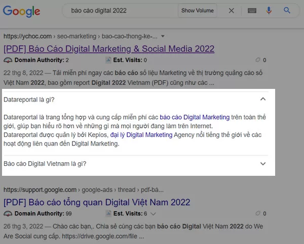 Dữ liệu có cấu trúc (Schema Markup) loại FAQ được kích hoạt trên Google Search