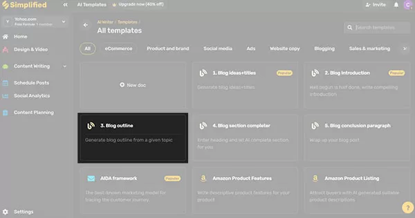 Lựa chọn chức năng Blog Outline
