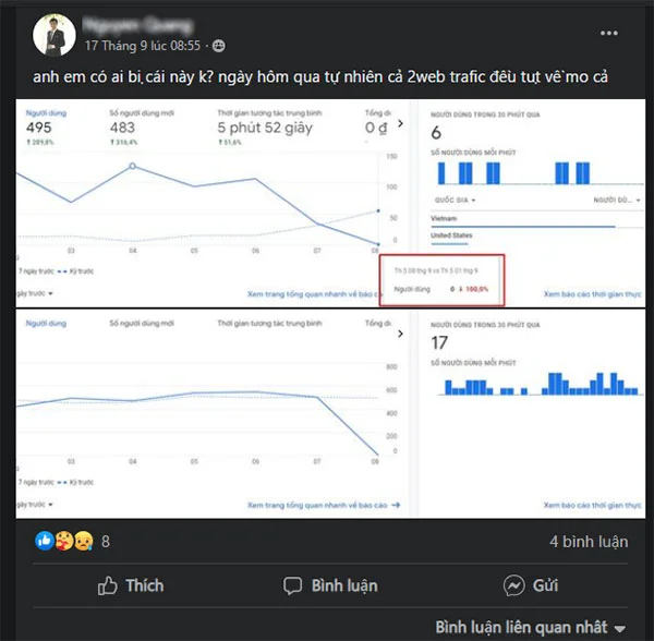 Website bị giảm mạnh về traffic do thuật toán Google được cập nhật