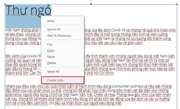 Nhấp chuột phải và chọn Create Link...