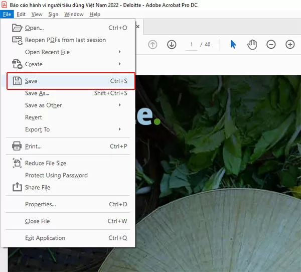 Nhấn tổ hợp phím Ctrl + S hoặc chọn File > Save để lưu các thay đổi