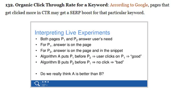 Brian Dean của Brian Dean (chủ cũ của Backlinko) nói rằng Organic traffic là yếu tố xếp hạng của Google