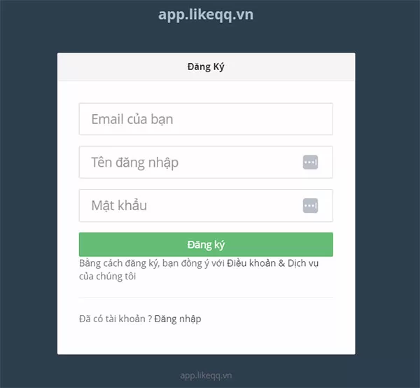 Đăng ký tài khoản Likeqq mới