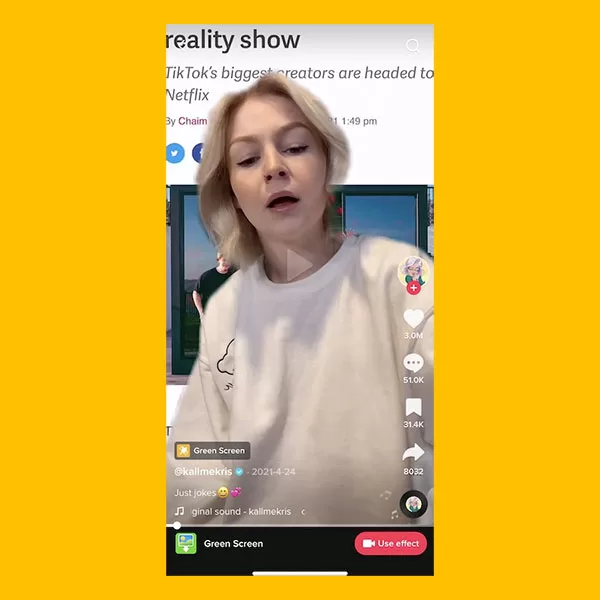 Sử dụng hiệu ứng Green Screen để xóa phông nền cho video Tiktok