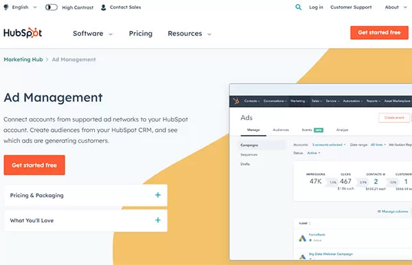 Hubspot Ad Management - Phần mềm Marketing Facebook miễn phí chất lượng