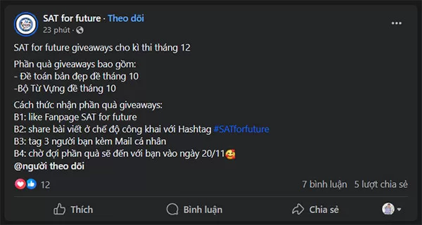 Một loại bài đăng Facebook thuộc loại Engagement Bait