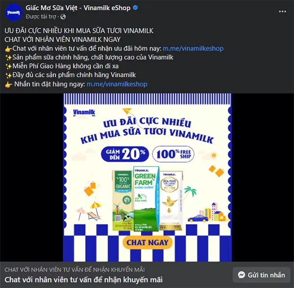 Quảng cáo Facebook Ads cho fanpage Giấc Mơ Sữa Việt - Vinamilk eShop