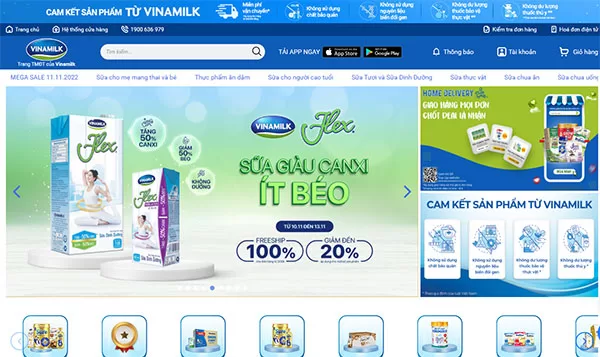 Website Giacmosuaviet của Vinamilk